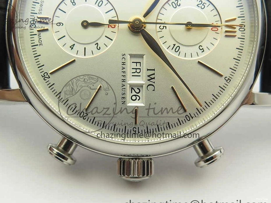 MIROTIME 0129 Snug Portofino IW391022 SS ZK 1:1 Best Edition White Dial Gold Markers On Black Leather Strap A 7130